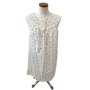 Vintage Barbizon Sleeveless Cotton Nightgown White Floral Print